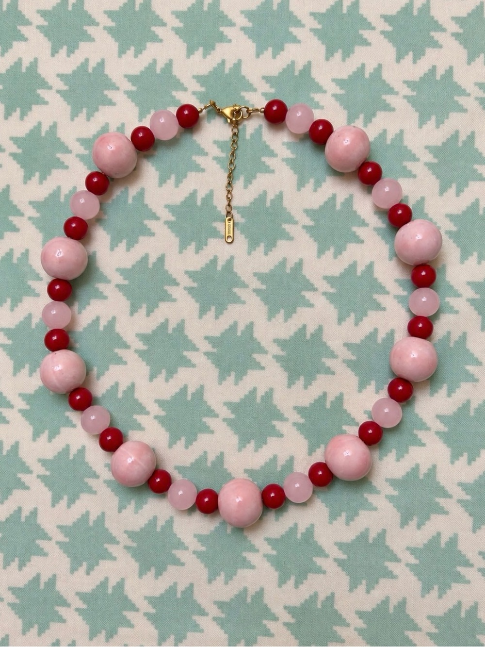 Handmade Pink and Red Beaded Necklace - Women Jewelry